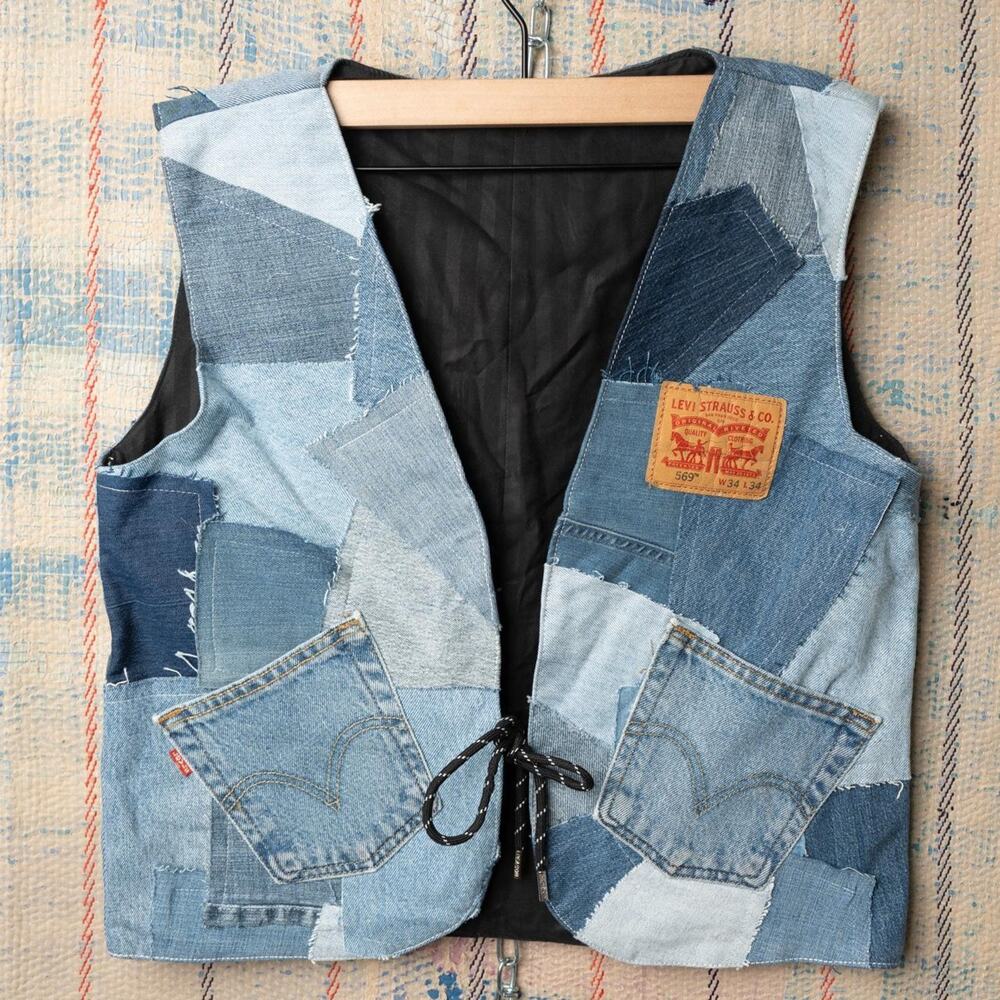 Custom Upcycled Patchwork Vest – Vintage Rework, One-of-One Handmade Streetwear